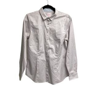 BROOKS BROTHERS Grey Cotton Button Front Long Sleeve Shirt Blouse 10